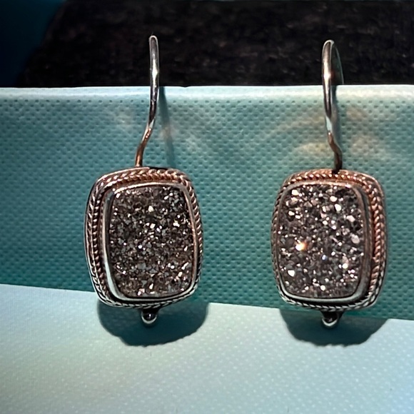 Jewelry - Sarda black druzy sterling earrings.